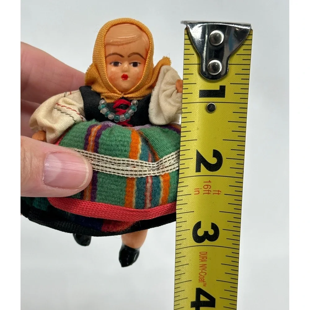 Unbranded Miniature Folk Doll Unisex 3.5in Multi-Color Vintage European Costume